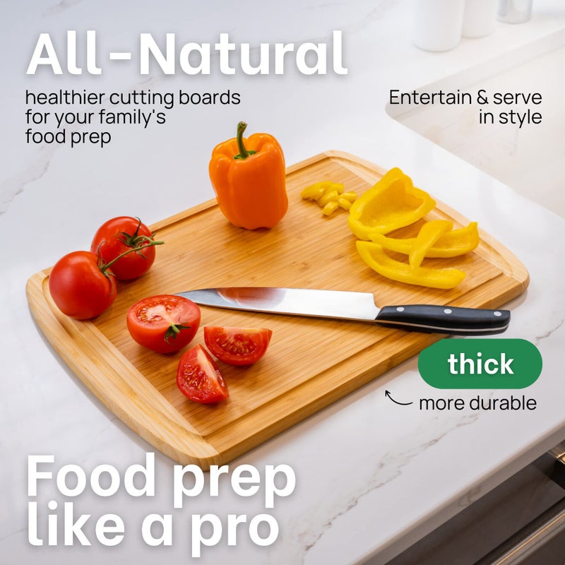 Greener Chef Organic 18 Inch Extra Large Bamboo Cutting Board with Lifetime Replacements - Non Toxic Wood Chopping Board with Juice Groove for Kitchen, Meat, Vegetables, and Food Prep Prep by Greener Chef - Image 4